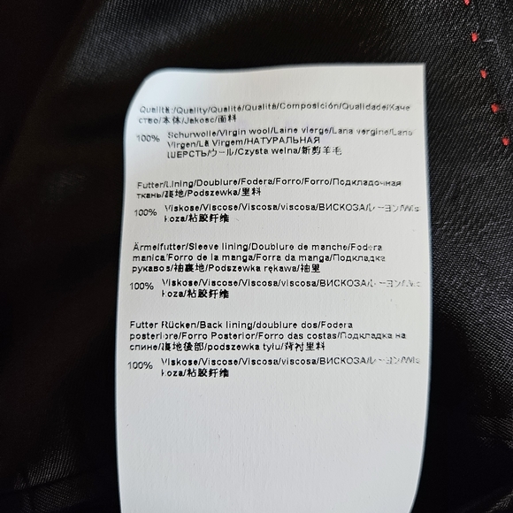 HUGO Boss Marzotto 100% Wool Blazer Suit Jacket Size 46R Black Red Lined - Picture 12 of 13